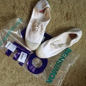 Classic White Bensimon Lace-up Tennis Shoes.